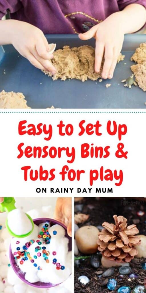 easy to set up sensory bins and tubs for play