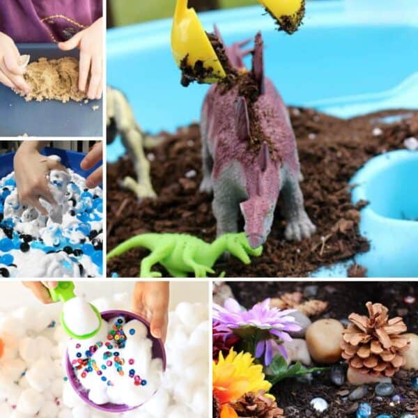 simple sensory bins and tubs for toddlers and preschoolers all without using food as a filler