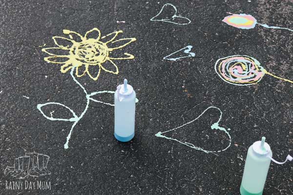 sidewalk chalk paint pictures on the driveway