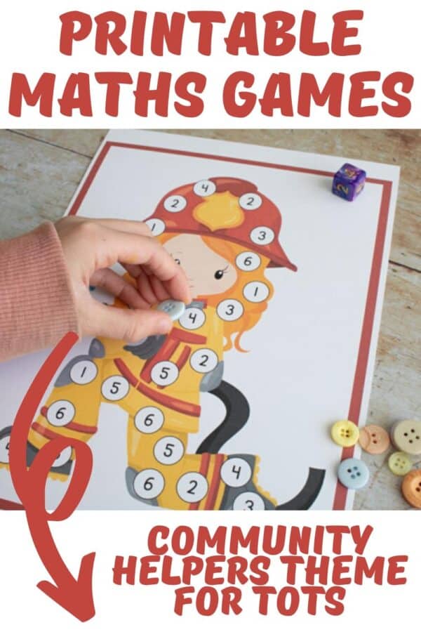 printable maths games community helpers theme for tots