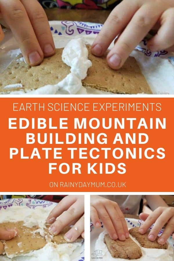 edible science experiment for kids to show how plate tectonics can form faults and mountains