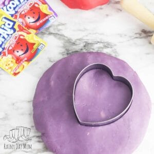 homemade grape scented purple kool-aid playdough for sensory play