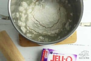 step 1 homemade Jell-o Playdough