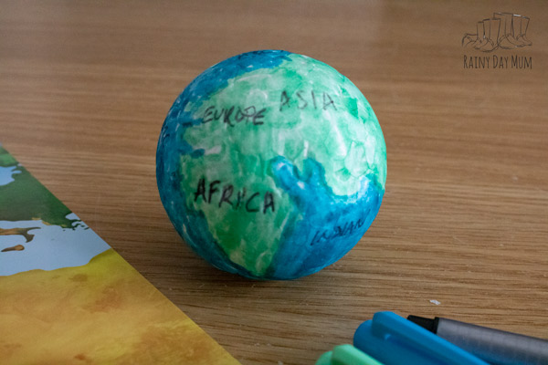 geography craft for kids to create that shows the continents of the world and the oceans
