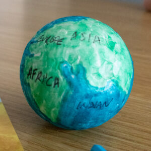 DIY polystyrene ball globe for kids to make for a geography unit study