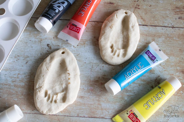 salt dough footprint keepsakes ready to paint