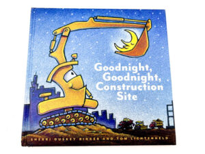 goodnight goodnight construction site board book on a white background