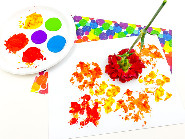 colourful flower prints on a piece of paper
