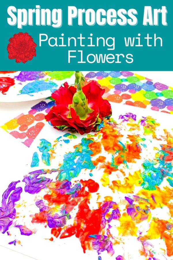 Spring Process Art Painting with Flowers Pinnable image from Rainy Day Mum
