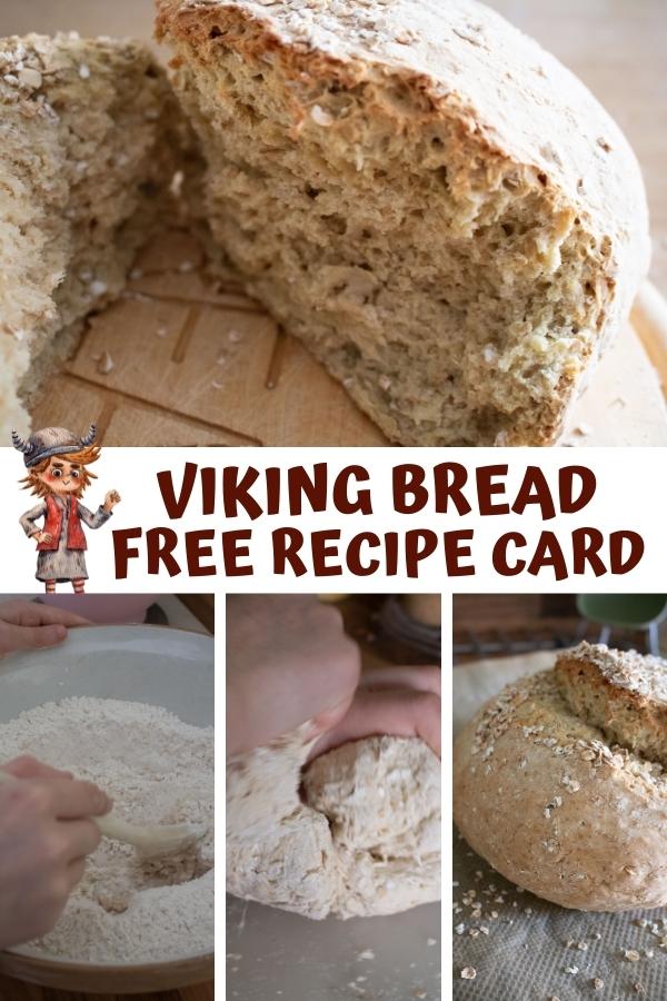 Pinterest Collage Image for a Viking Bread FREE Recipe Card