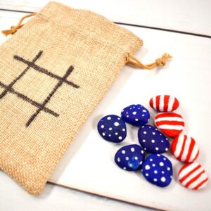 4th july painted rocks for a tic tac toe game an easy craft for kids to make