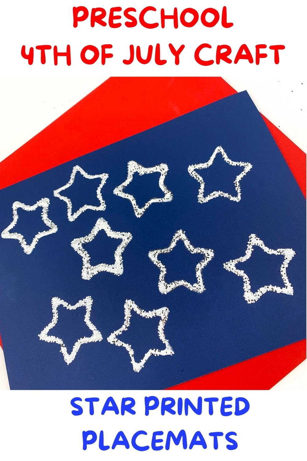 Preschool craft for Independence day to make a simple placemat with cookie cutter stars