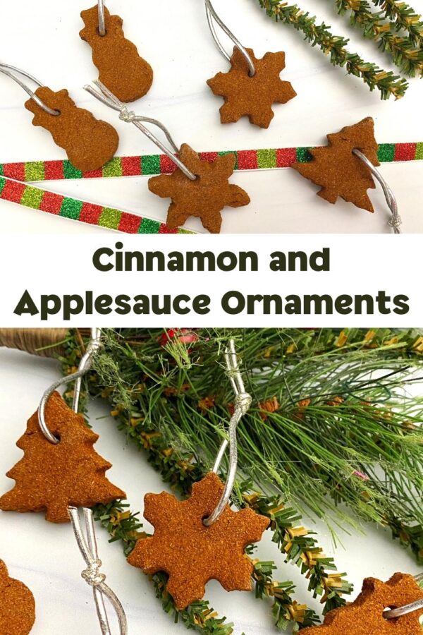 Pinnable collage image for Cinnamon and Applesauce ornaments