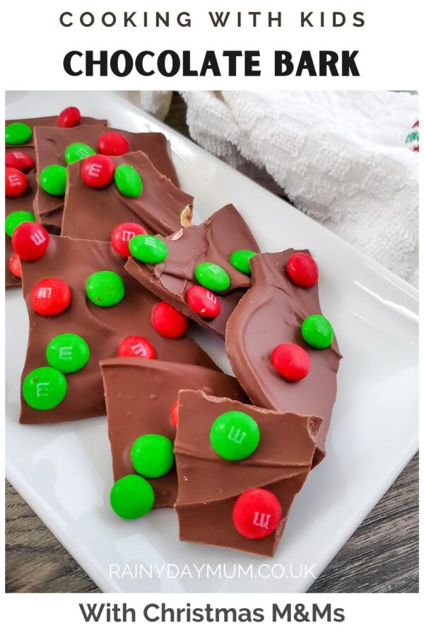 Pinnable image for Cooking with Kids Chocolate Bark