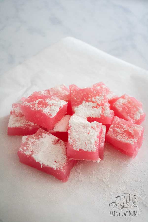 the Turkish Delight cooked by the kids for Winter themed recipes inspired by The Chronicles of Narnia