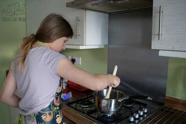 tween stiring the Turkish Delight ingredients on the stove