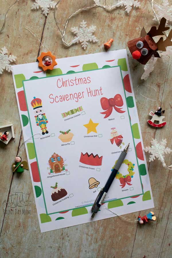 scavenger hunt for toddlers and preschoolers to do on Christmas Eve printed out