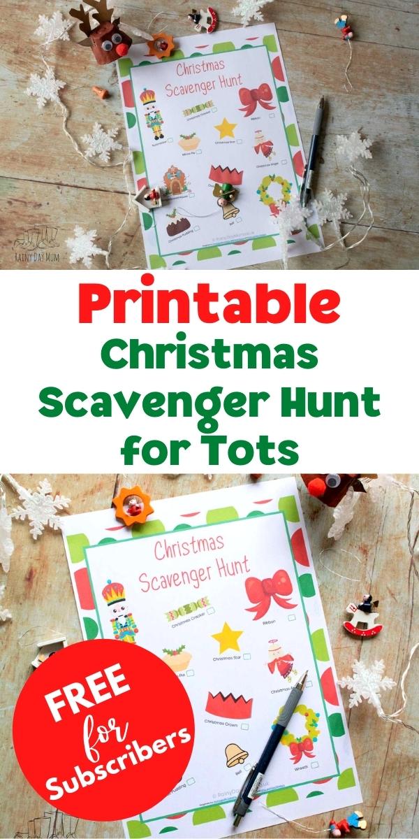 Printable Christmas Scavenger Hunt for Tots