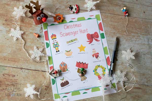 printed cjhristmas scavenger hunt with pictures for toddlers and preschoolers to play