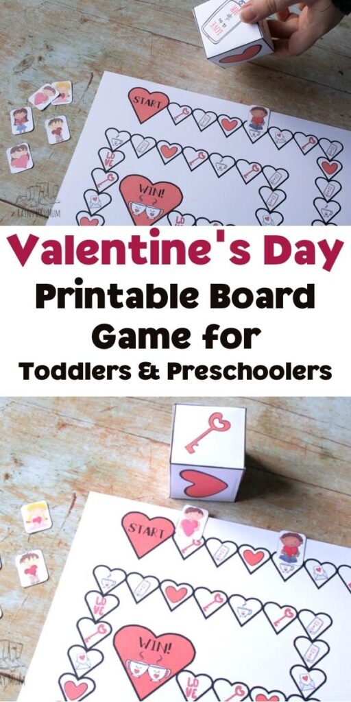 Pinnable Image for a Printable Game for Valentine's Day to play with your little ones