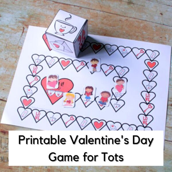 valentine's day game for toddlers and preschoolers printed out and played with the winner decided text reads Printable Valentine's Day Game for Tots